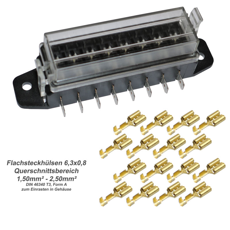 Sicherungskasten 8-fach Sicherungshalter Set Sicherungen ATC ATO KFZ LKW BOOT