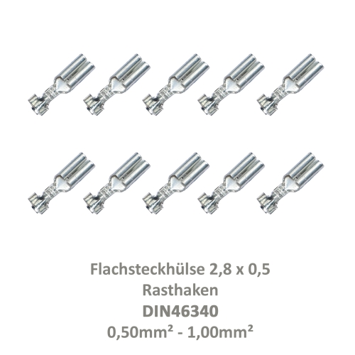 10 Flachstecker 6,3x0,8 Kabelschuh unisoliert 4,00² - 6,00² DIN 46343  Rastloch