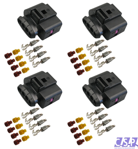 4x Stecker passend zu VW 1J0973724 Reparatursatz 4-pol. Buchse 1,00²-2,50² Zündspule