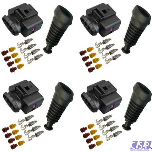 4x Stecker passend zu VW 1J0973724 Reparatursatz 4-pol. 1,00²-2,50² Tülle Zündspule