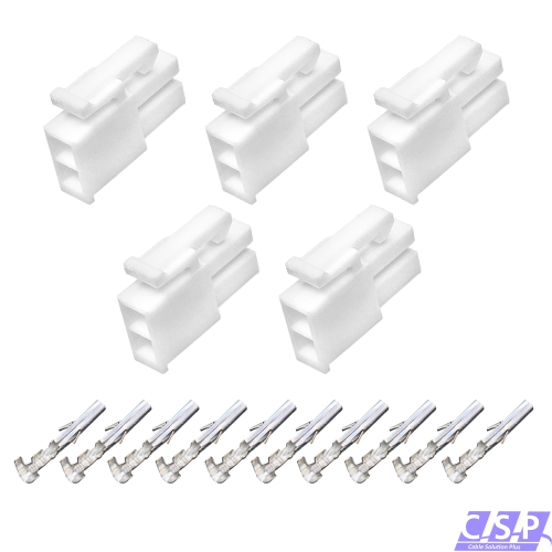 5x Set 2-pol Stecker Molex Mini-Fit Jr. Buchse 39-01-2025, 5557-02-R, 39-00-0038