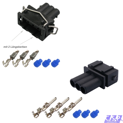 Reparatur Set JPT Stecker 3-polig Buchse Stift 357972753 357972763 kompatibel mit VW/AUDI