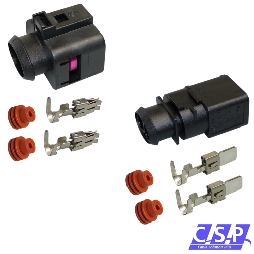 Reparatursatz 2-polig Stecker wie VW 1J0973752 u. 1J0973852 Stift Buchse Set