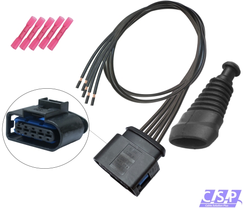Reparatursatz Kabelbaum 1J0973999A Stecker 5-pol, Tülle, Luftmassenmesser kompatibel mit AUDI VW SEAT SKODA