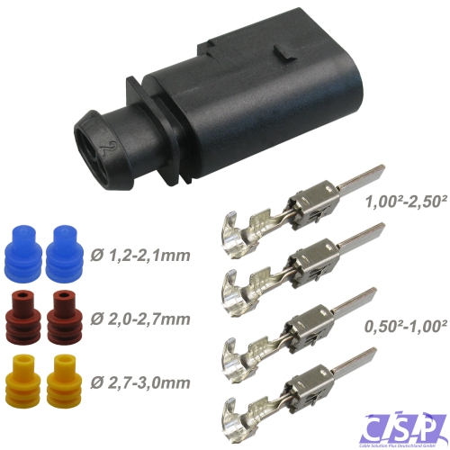 Stecker passt zu VW 8D0973822 Multi Reparatursatz 2-pol. Stift 0,5²-2,5² VW 8D0 973 822