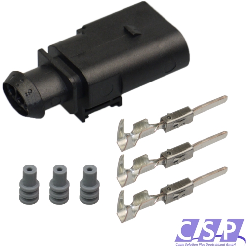 Stecker kompatibel zu VW 1J0973803 + 1J0973703 Reparaturset 3-pol. Steckverbinder Stift / Buchse 