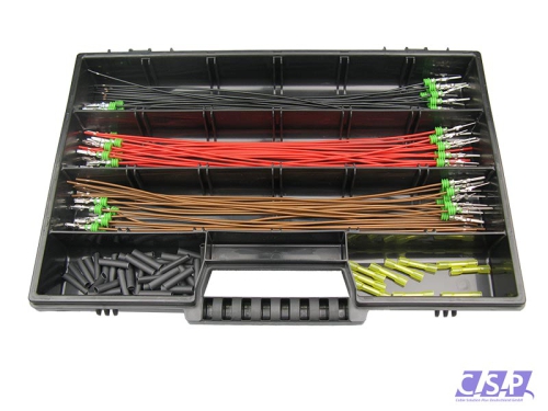 Superseal Sortimentskoffer mit je 10 Stück vorkonfektionierten Leitungen, Stift- und Buchsenkontakt, FLRY 0,50mm², Stoßverbinder