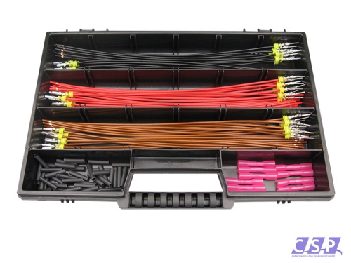 Superseal Sortimentskoffer mit je 10 Stück vorkonfektionierten Leitungen, Stift- und Buchsenkontakt, FLRY 1,50mm², Stoßverbinder