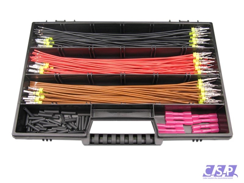 Superseal Sortimentskoffer mit je 20 Stück vorkonfektionierten Leitungen, Stift- und Buchsenkontakt, FLRY 1,50mm², Stoßverbinder