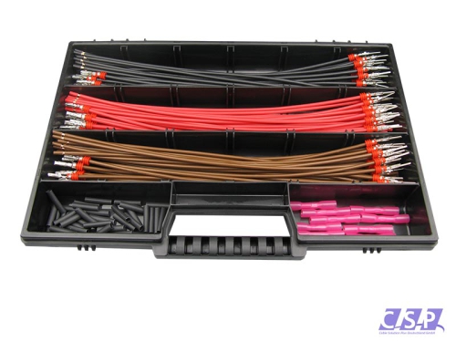 Superseal Sortimentskoffer mit je 20 Stück vorkonfektionierten Leitungen, Stift- und Buchsenkontakt, H07V-K 1,50mm², Stoßverbinder