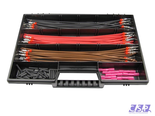 Superseal Sortimentskoffer mit je 10 Stück vorkonfektionierten Leitungen, Stift- und Buchsenkontakt, H07V-K 1,50mm², Stoßverbinder