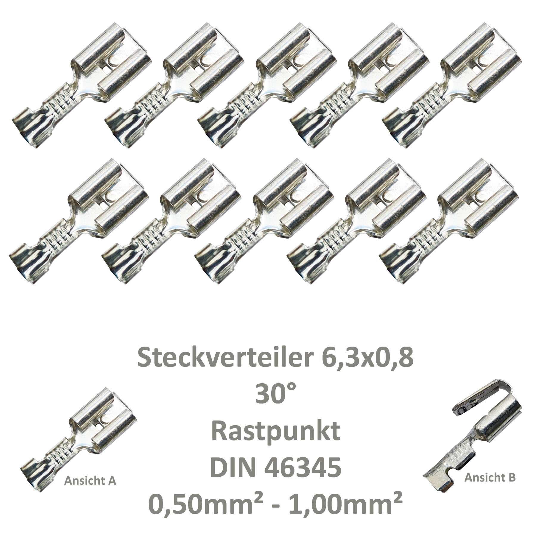 10 Steckverteiler Abzweiger Flachsteckhülse Flachstecker 6,3x0,8 0,5² DIN  46345