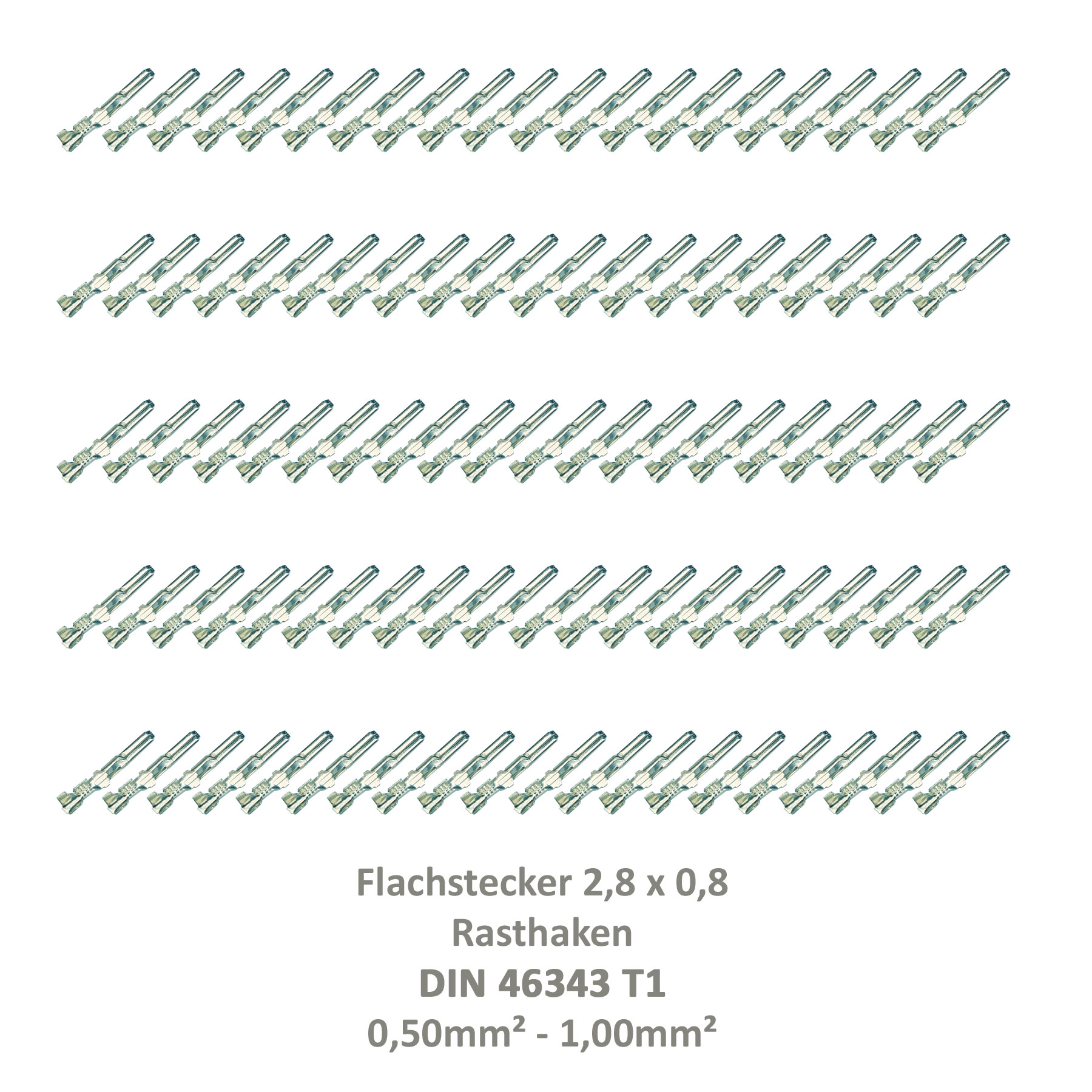 50 Flachsteckhülse 6,3x0,8 Kabelschuh unisoliert 4,00²-6,00² DIN 46340 Rasthaken