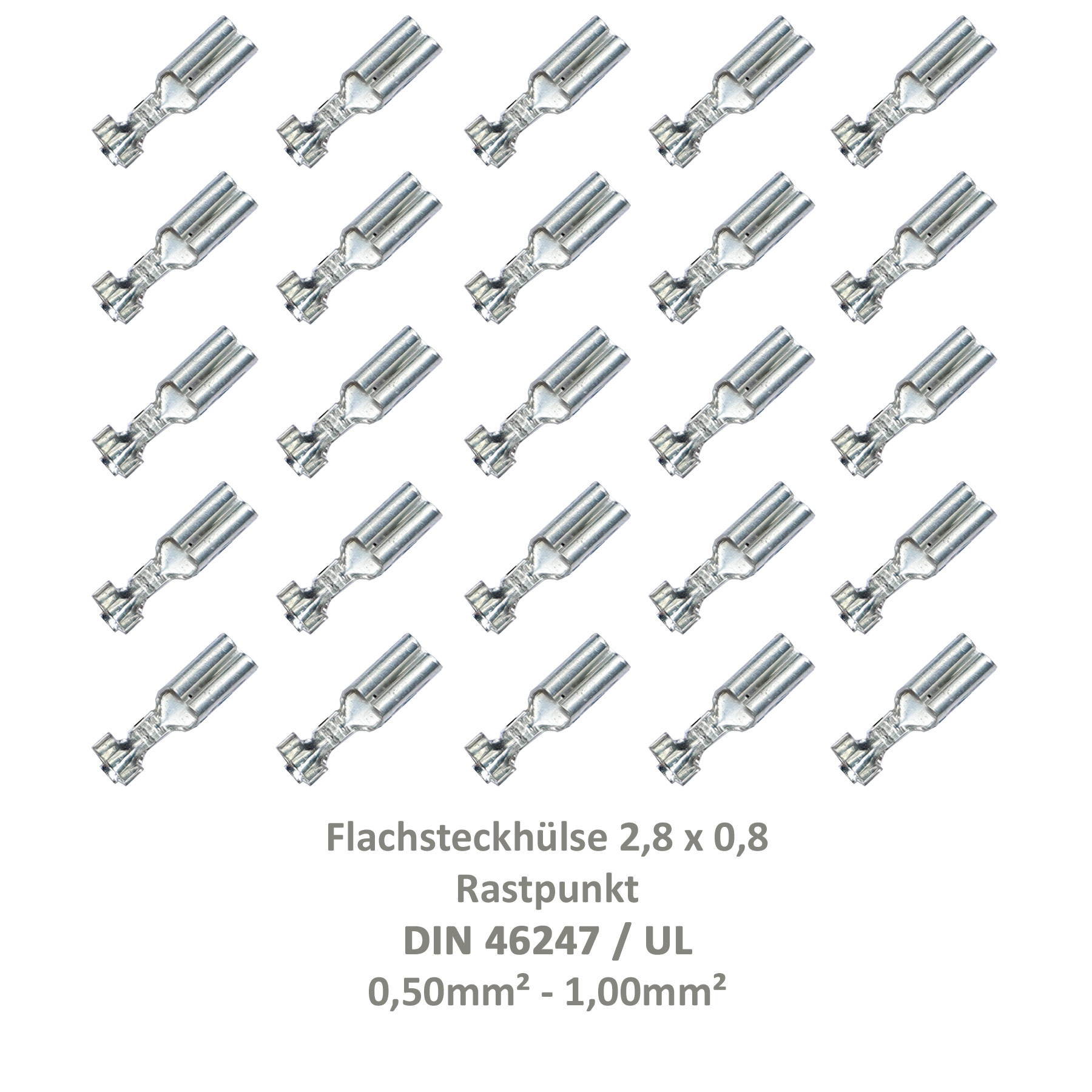 Flachsteckhülse mit Rast 8,0mm 1,0-2,5qmm 90°abgew., Unisolierte  Flachsteckverbindung, Kabelschuhe und Steckverbindungen