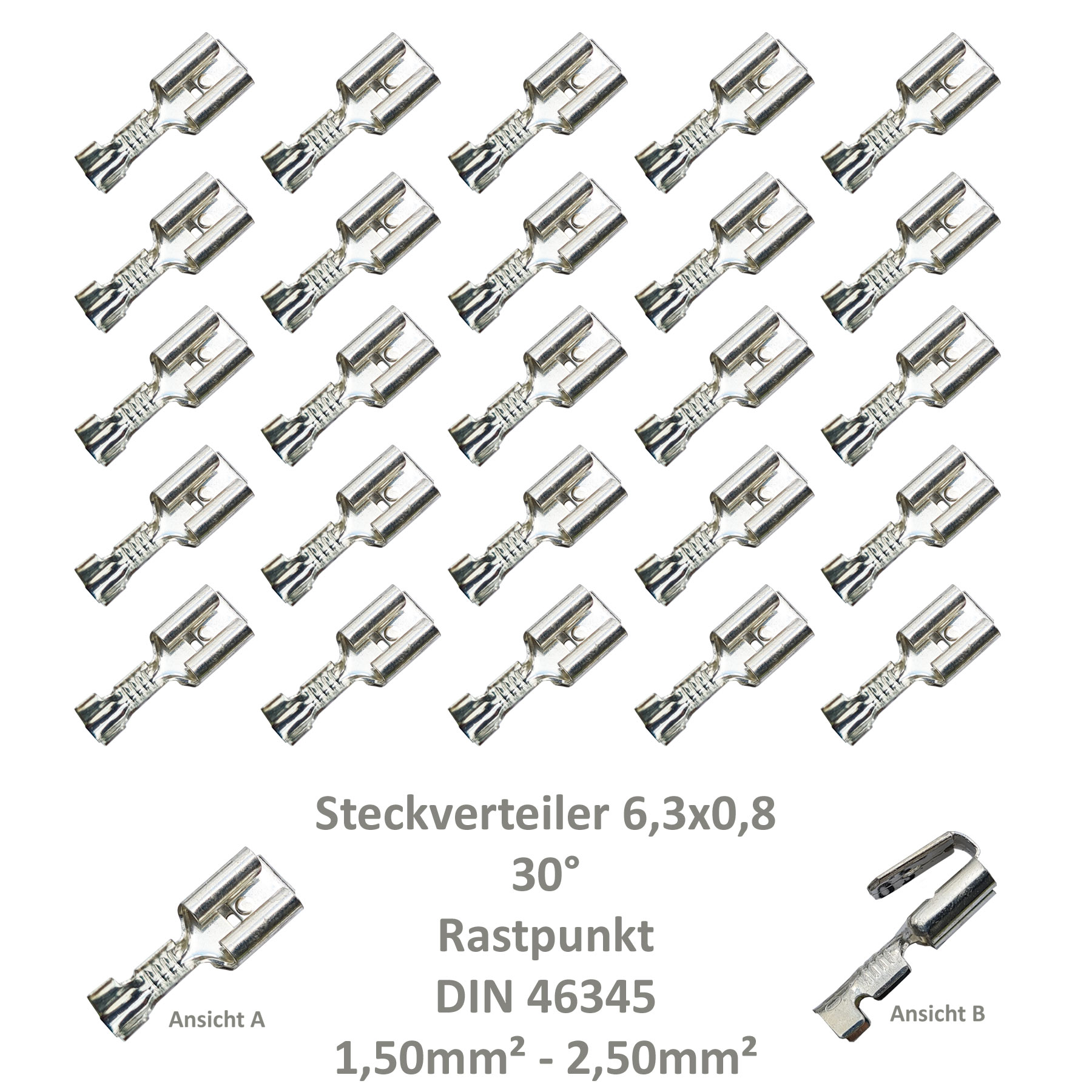 25 Steckverteiler Abzweiger Flachsteckhülse Flachstecker 6,3x0,8 1,5² DIN  46345