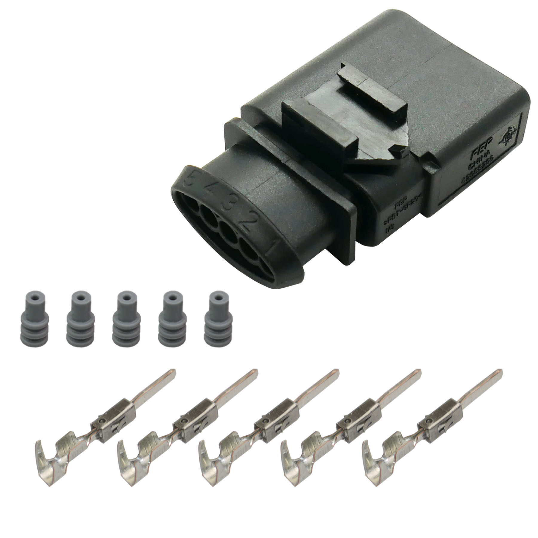 5 Set Auto Temperatursensor Stecker Kit 2 Pin Weiblich Anschluss mit Buchsen und Dichtungen Wasserdicht Kompatibel mit VW Kompatibel mit Audi 1J0973702 