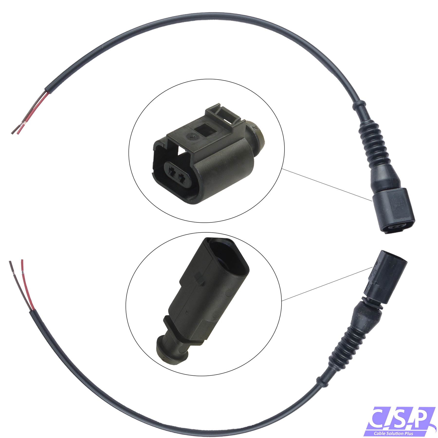 Autoelektrik24 - Reparatursatz 2-pol., kompatibel mit VW, AUDI, SEAT,  Skoda, 1J0973802, 1J0 973 802, 1J0973702, Verschleißanzeige, Bremsen  Verschleissanzeige, ABS, ESP, Warnkontakt, Bremsbelag-Fühler,  Kennzeichenleuchte, Kabelsatz, Kabelbaum, Stecker