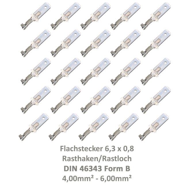 Sortiment Flachsteckhülsen 6,3x0,8 DIN 46340 mit Crimpzange Industrie KFZ LKW 