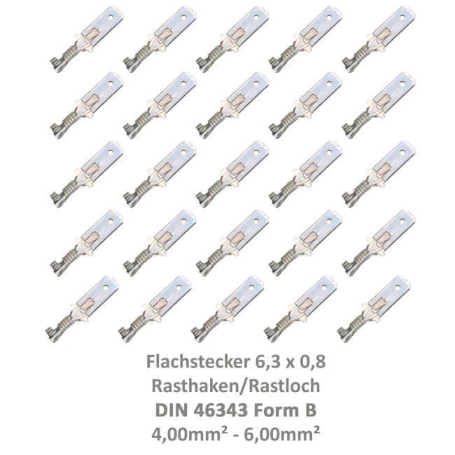 Autoelektrik24 - Flachstecker, Kabelschuh, Stift, DIN 46343, 6,3