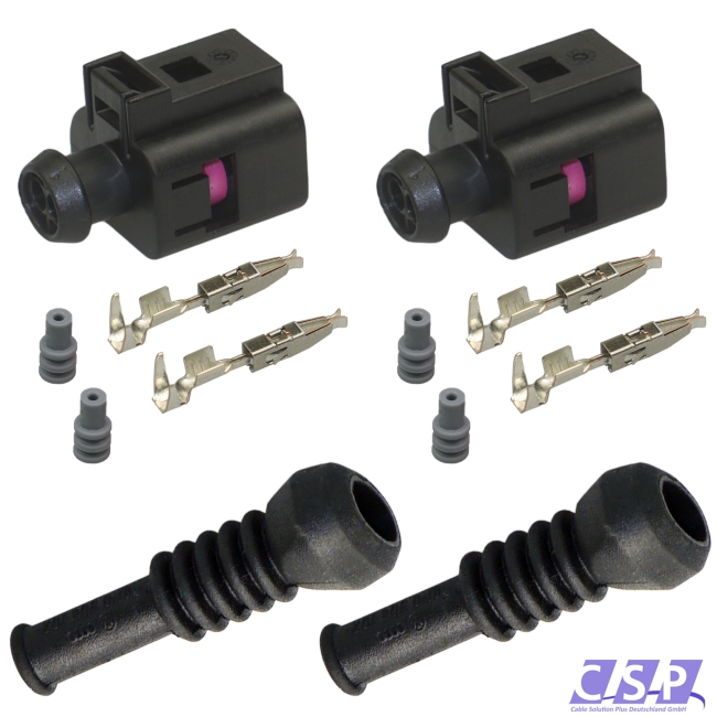 2x Stecker Reparatursatz 2-pol Buchse passt zu VW 1J0973702, Tülle 6N0906102 ABS