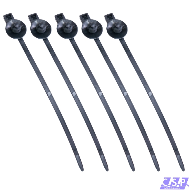 5x Kabelbinder 180x4,5mm, Teller mit Steckfuß f. Loch 8,0-8,2, für Bündel 5-40mm