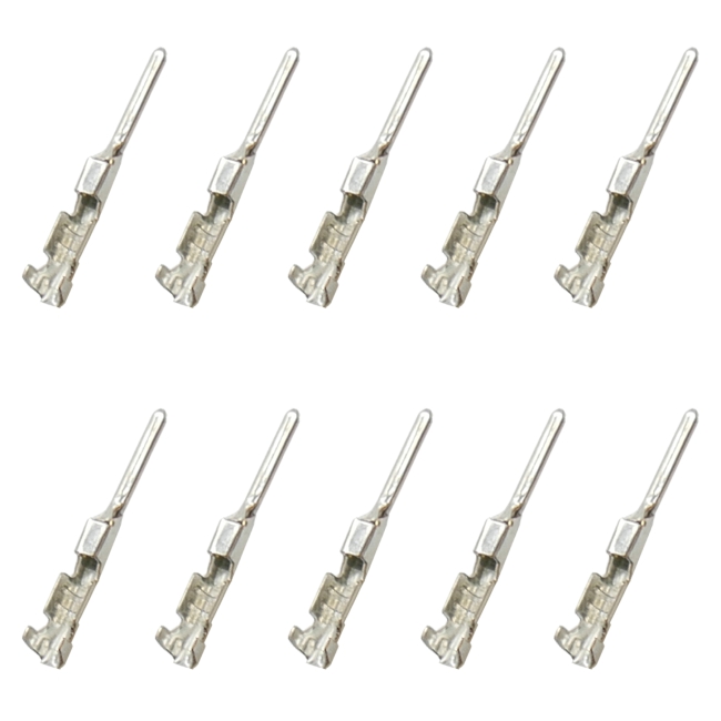 JWPF Sortiment mit 2-pol. bis 4-pol. Steckverbindern (Stift- und Buchsengehäuse) und passenden Crimp Kontakten