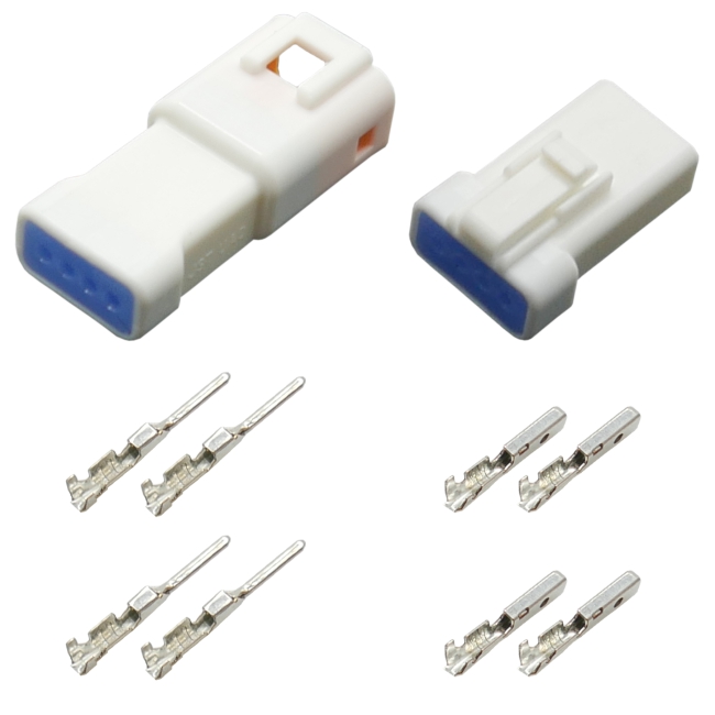 JWPF Stecker Set 4-polig gedichtet IP67 Steckverbinder JST 04R-JWPF-VSLE-S  und 04R-JWPF-VSLE-S mit passenden Crimp Kontakten