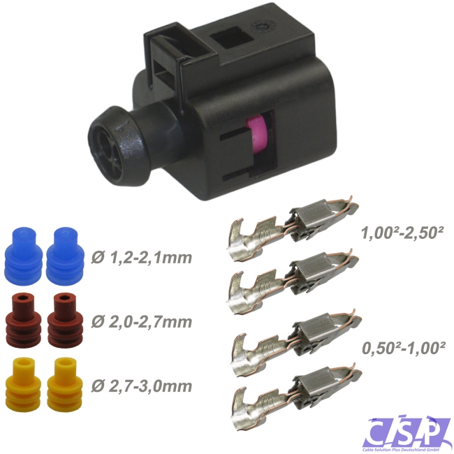 Stecker 1J0973722 Multi Reparatursatz 2-pol. Buchse 0,5²-2,5² passt zu VW 1J0 973 722