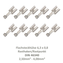 10 Flachsteckhülse 6,3x0,8 Kabelschuh unisoliert 2,50²-4,00² DIN 46340 Rasthaken